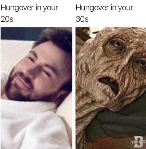 Hungover 20s vs 30s